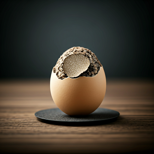 Truffle eggs plated dish